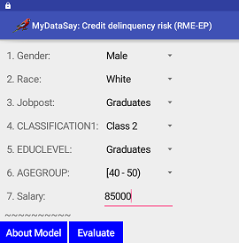 MyDataSay Android App: Input Screen.